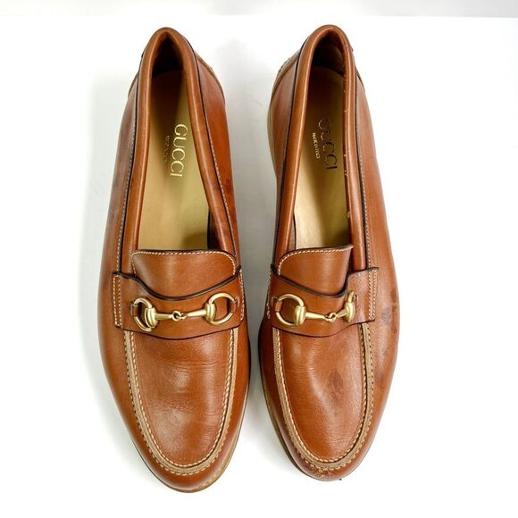 Gucci Tan Leather Horsebit Driving Loafers - Picture 3 of 12